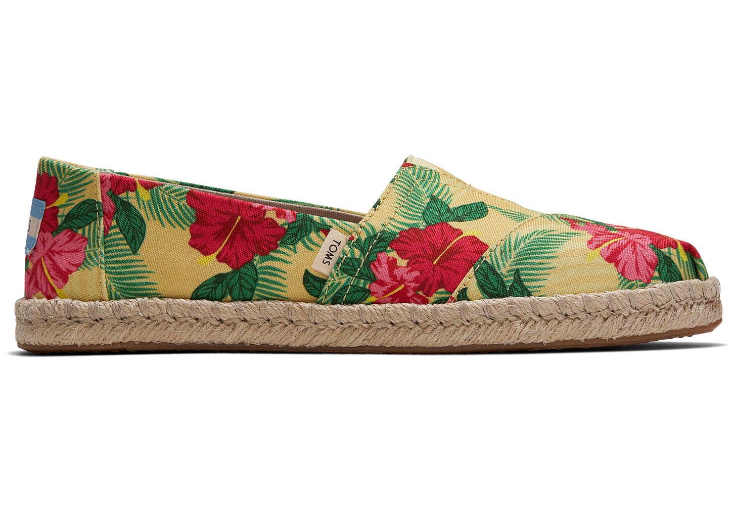 Toms Hibiscus Floral - Womens Alpargata Espadrilles - Yellow - NZ - 470956QRK